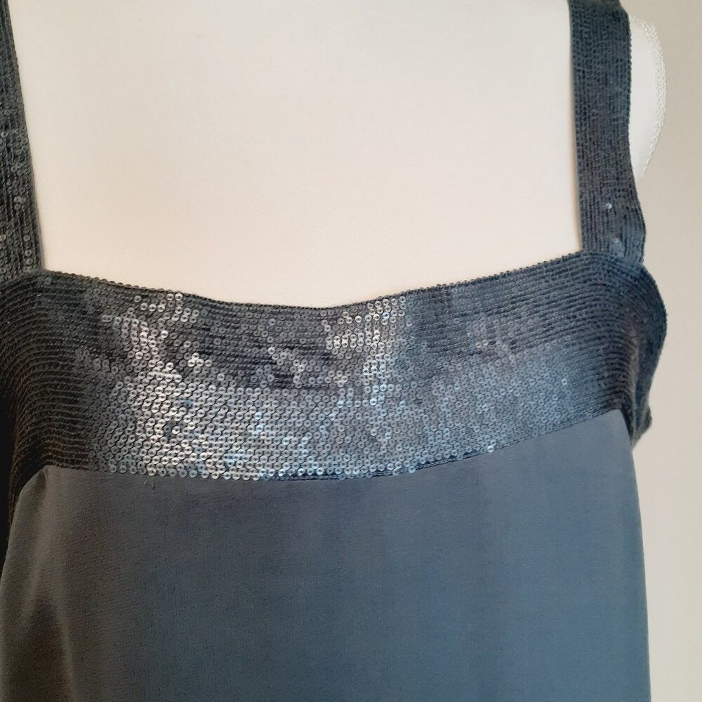 Eileen Fisher Layered   silk Shift Dress Sequin rows across top - Picture 2 of 13
